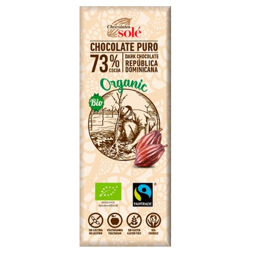 Mini Tableta Ciocolata Neagra cu 73% Cacao, Eco 25g, Chocolates Sole