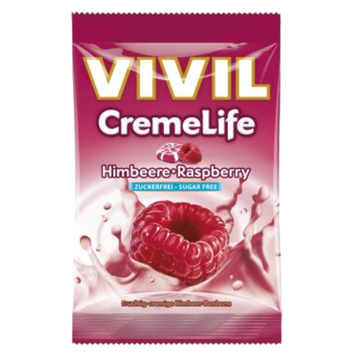 Bomboane cu Zmeura Creme Life, fara Zahar, 90g, Vivil